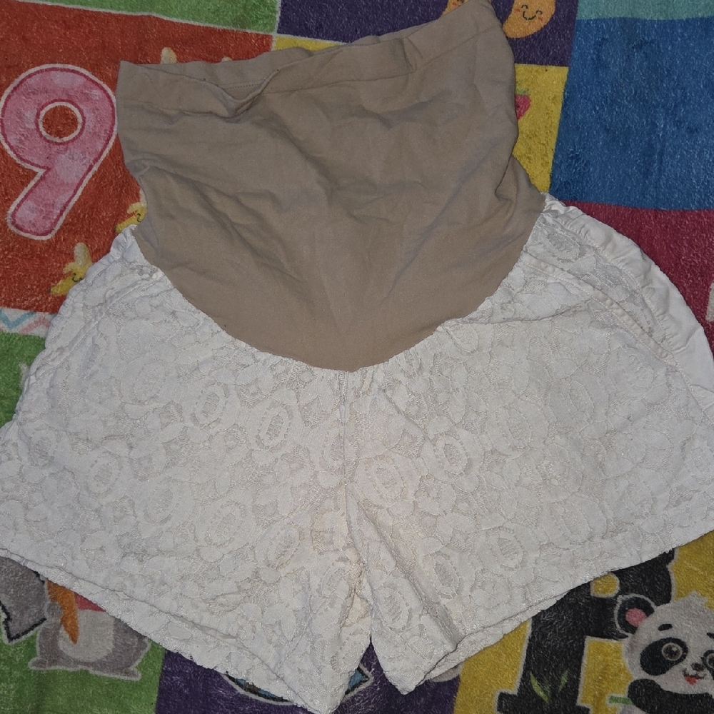 Lace Overlay Maternity Shorts